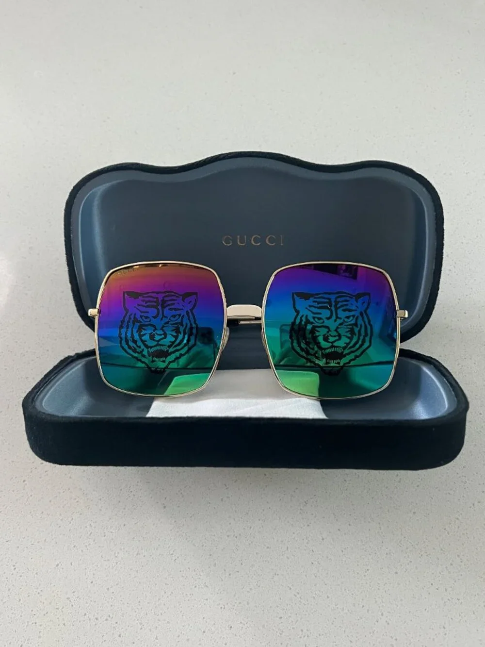 Gucci GG0414S square tiger sunglasses